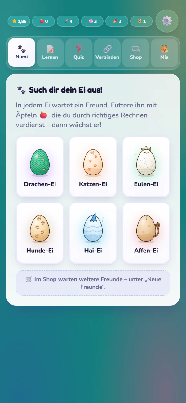 Die Auswahl der Eier zum Start