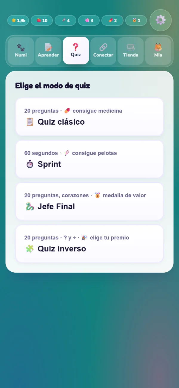 La elección entre los cuatro tipos de quiz