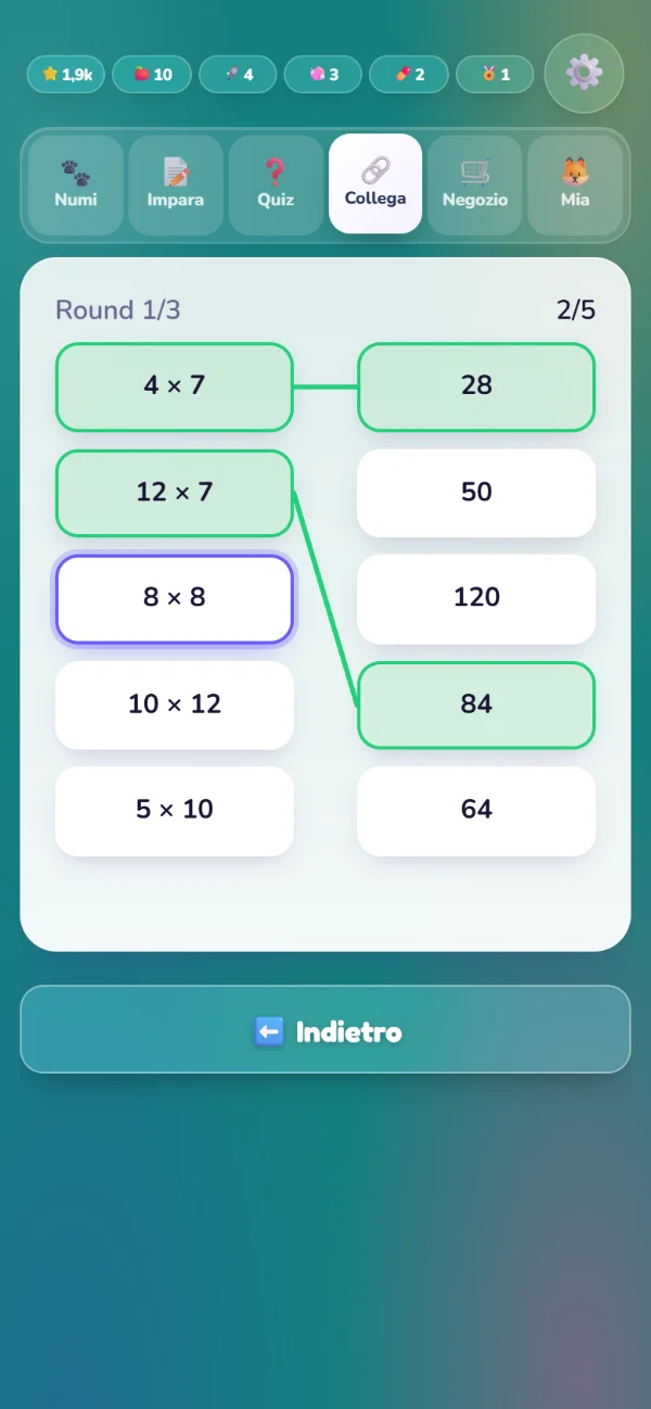 Il gioco di abbinamento con coppie collegate